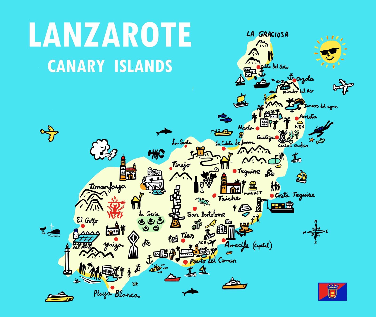 Mapa ilustrado de Lanzarote